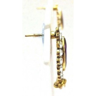 Gold Oxidized Women Earring Stud Jewelry PushBack Classy Gift Rhinestone Bead 23